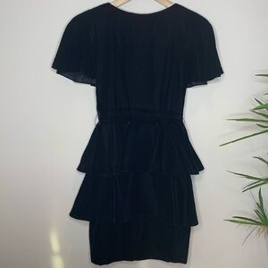 Scaasi Boutique | Neiman Marcus Vintage Black Velvet Tiered Ruffle Party Dress